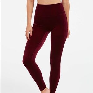 Velvet Spanx Leggings in Rich Burgandy